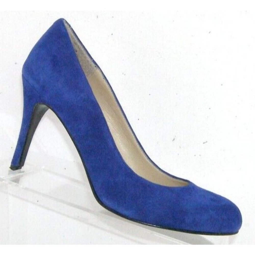Nine West Luciu So blue suede almond toe slip on pump heels 7M